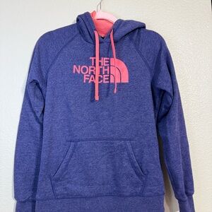 The North Face Purple Hoodie with Pink Logo